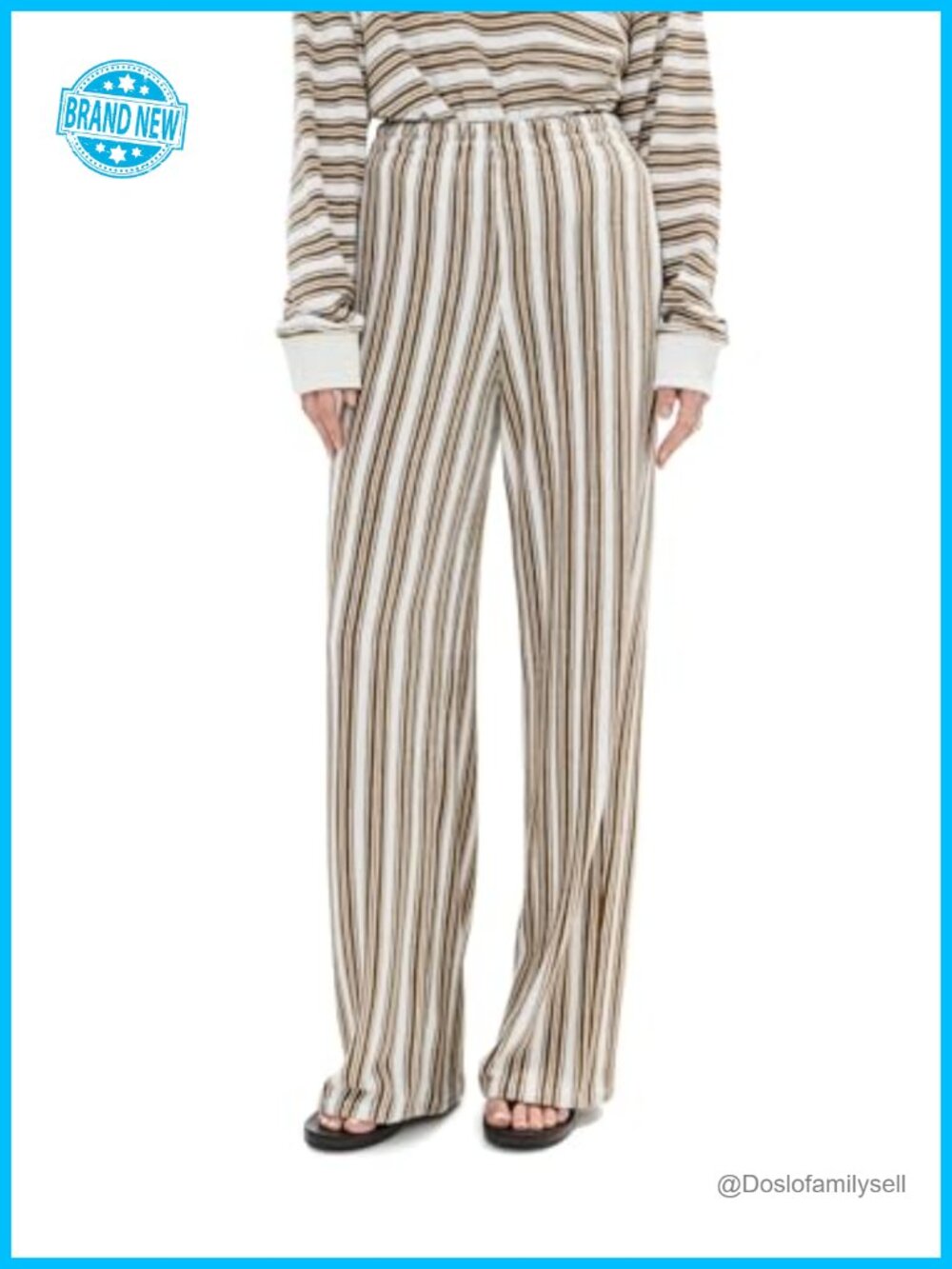 Women's Le Bop Drew High Rise Wide Leg Striped Sweatpants